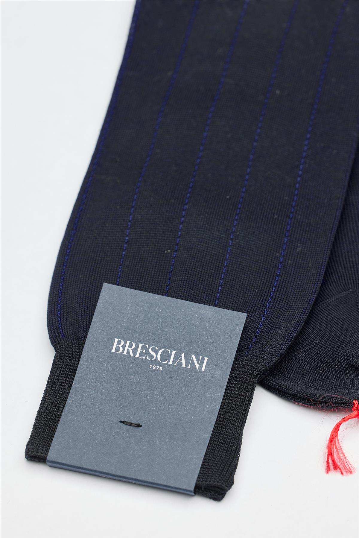 Lacivert Çizgili Merserize Pamuk Çorap