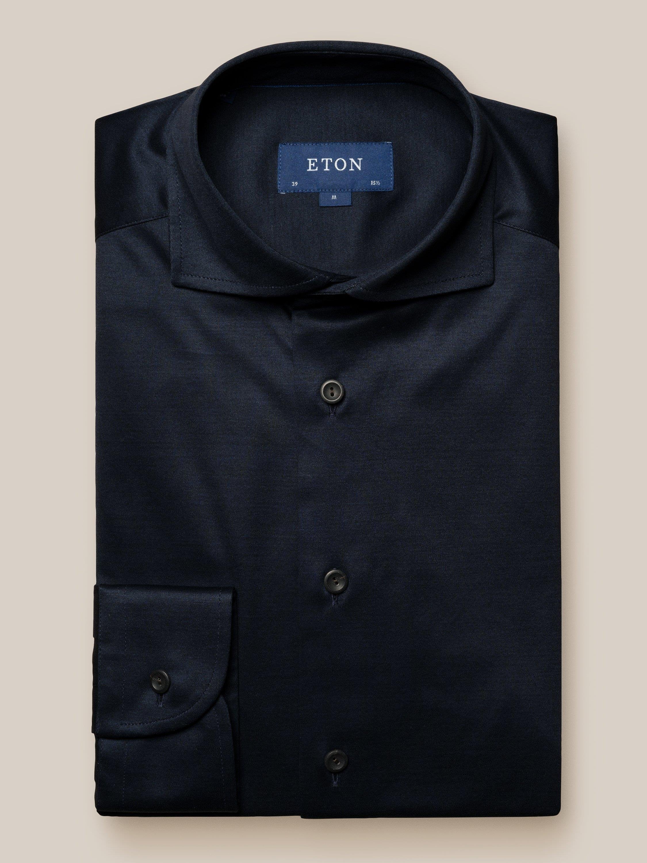 Lacivert Comfort Filo di Scozia Jersey Gömlek