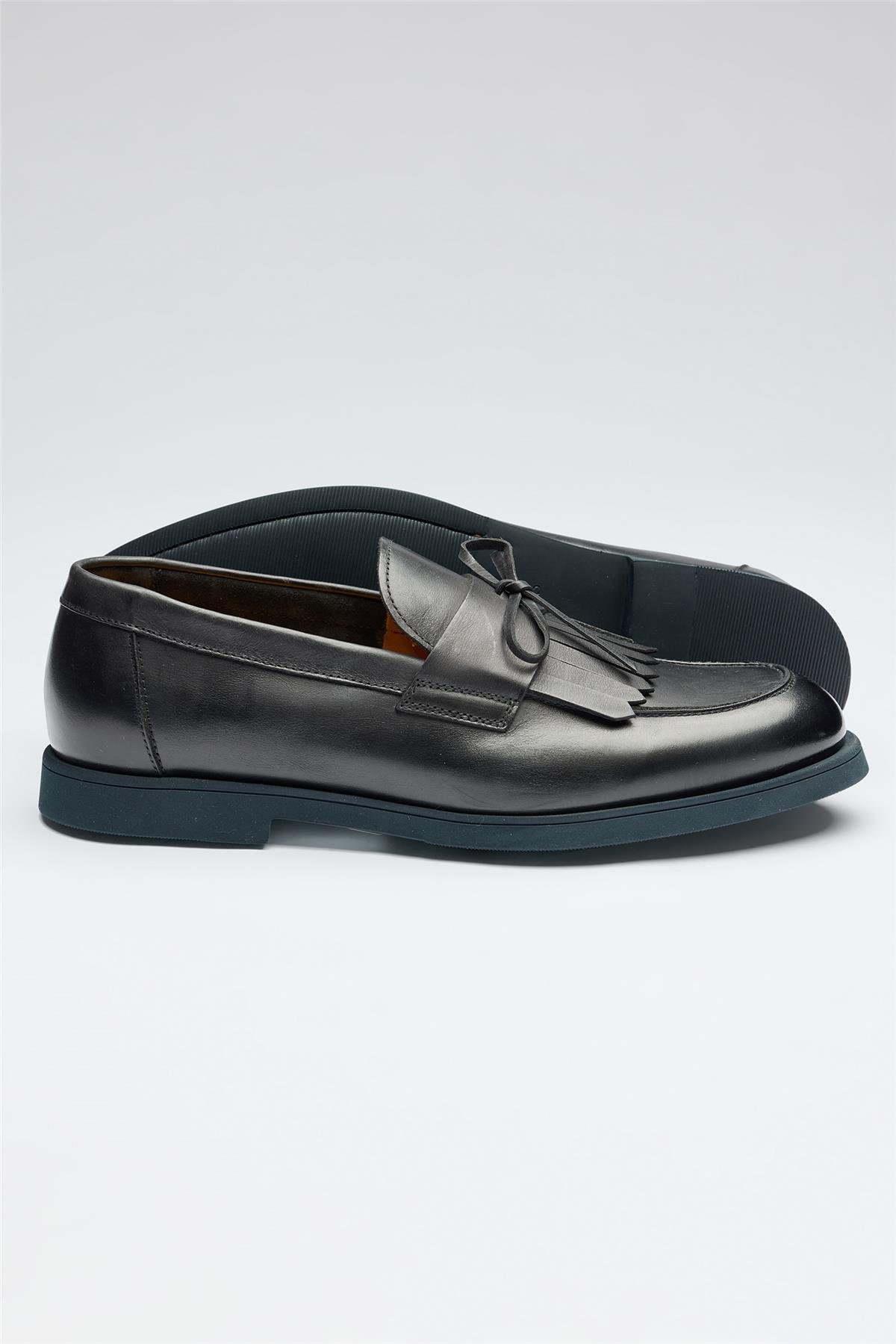 Lacivert Deri Loafer
