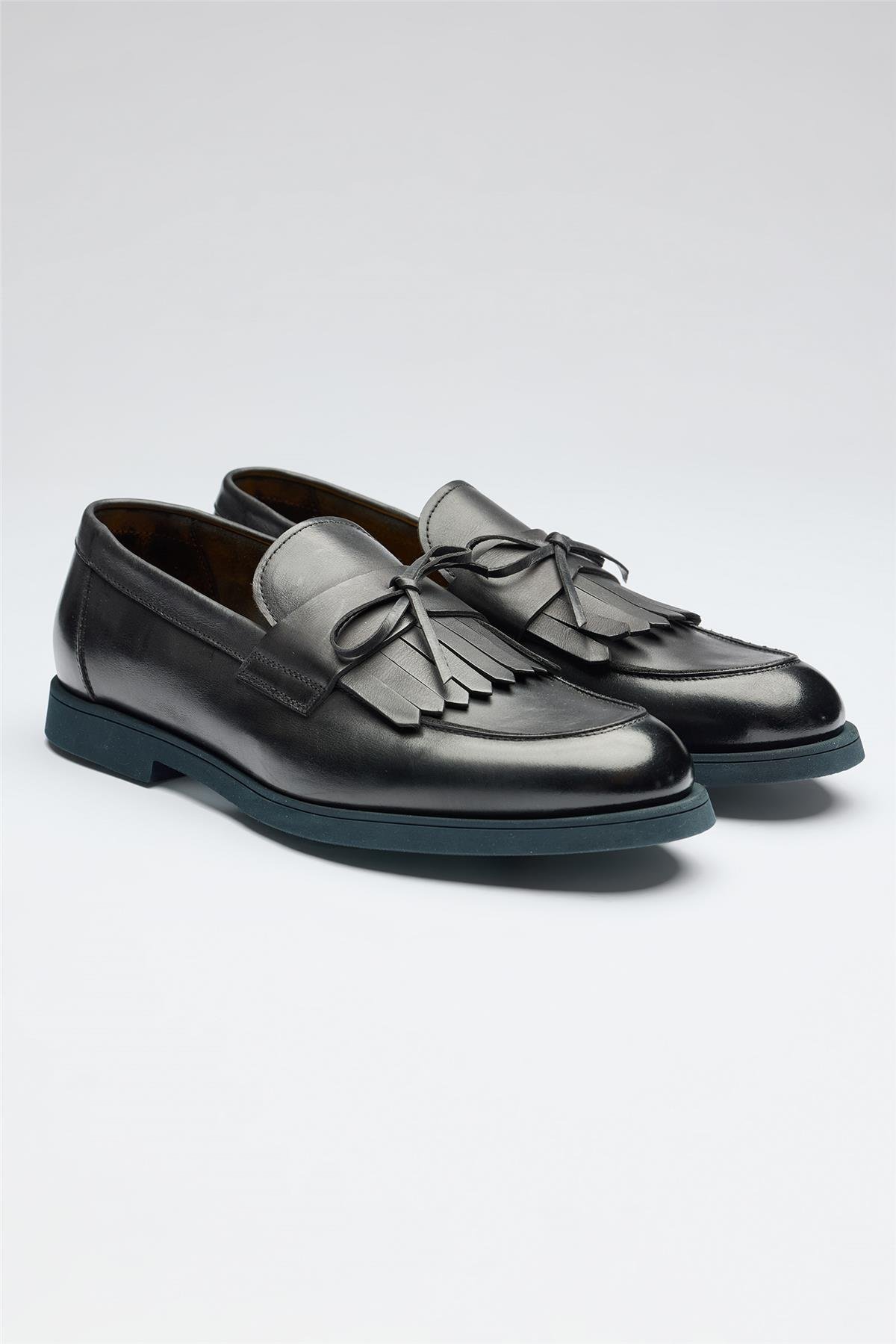 Lacivert Deri Loafer