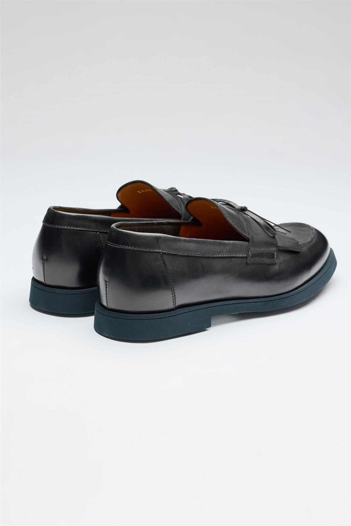 Lacivert Deri Loafer