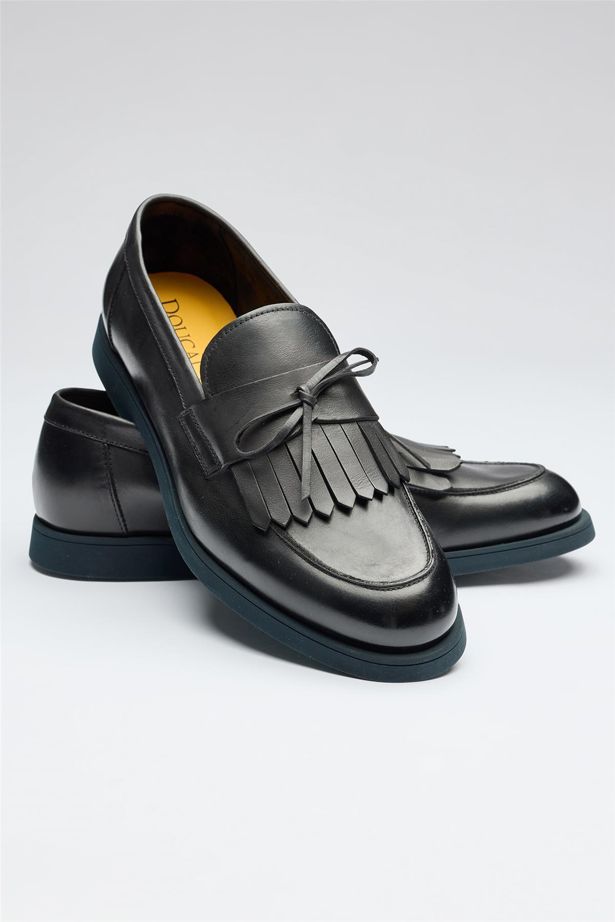 Lacivert Deri Loafer