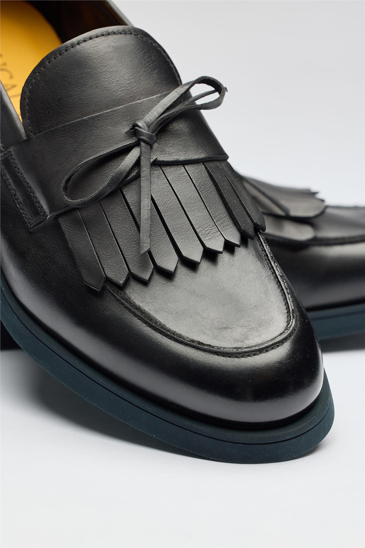 Lacivert Deri Loafer