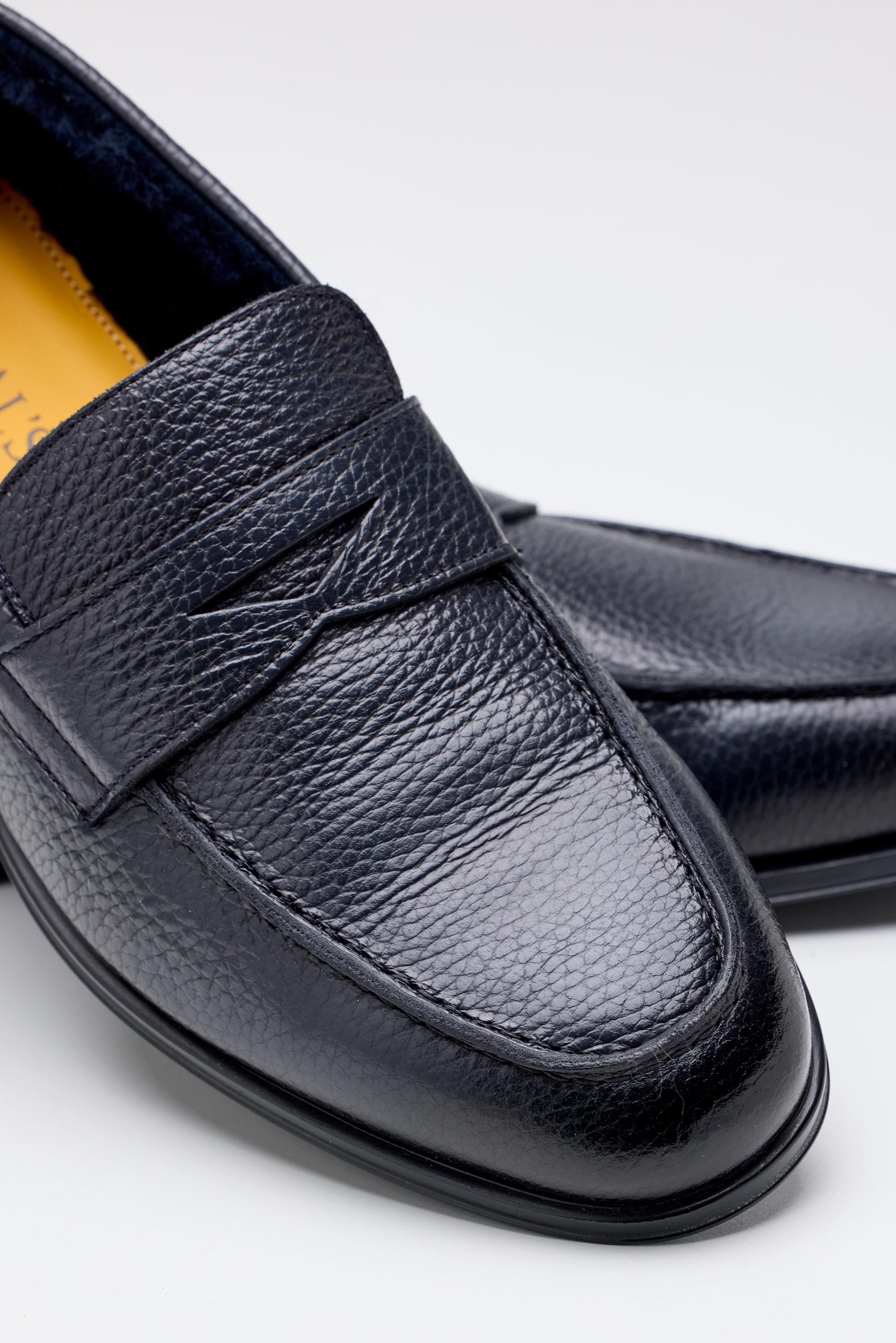 Lacivert Deri Penny Loafer 