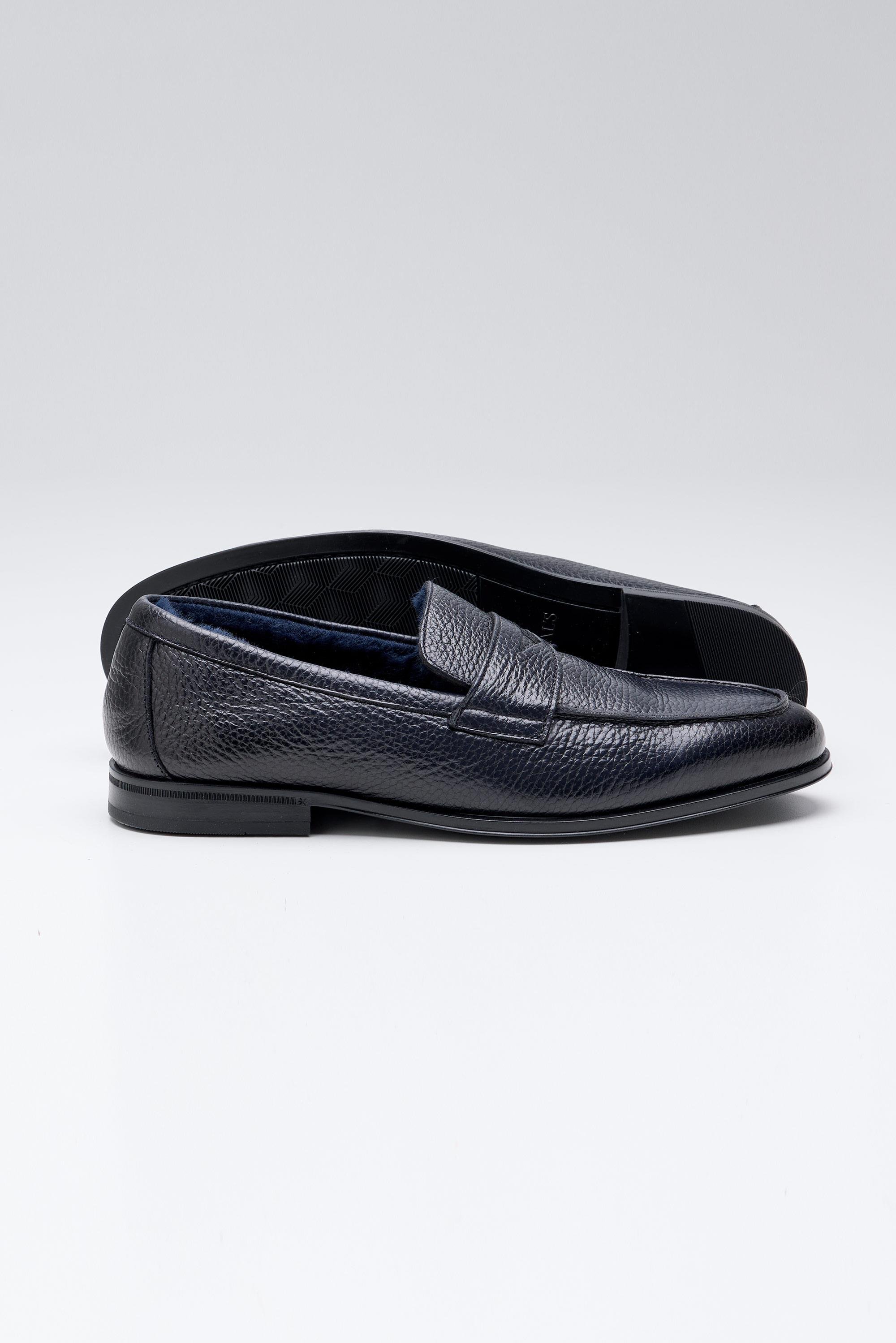 Lacivert Deri Penny Loafer 