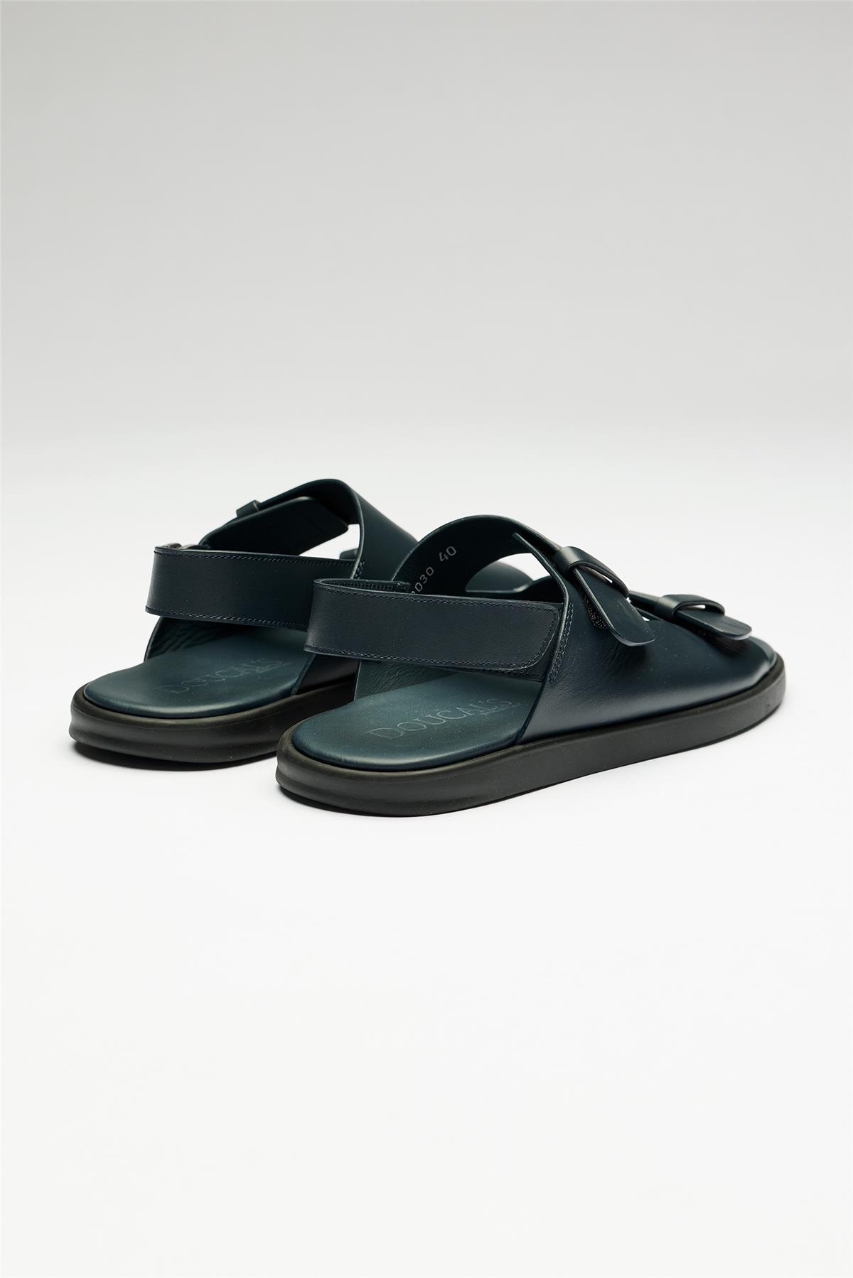 Lacivert Deri Sandalet