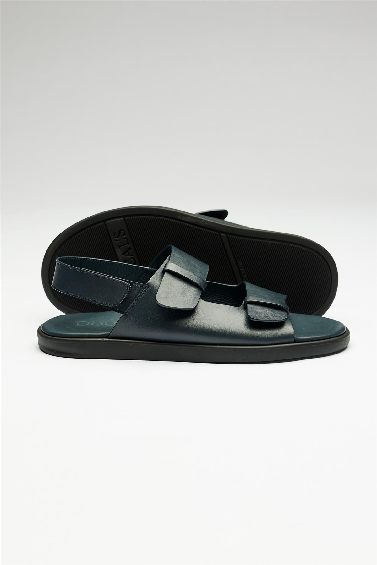 Lacivert Deri Sandalet