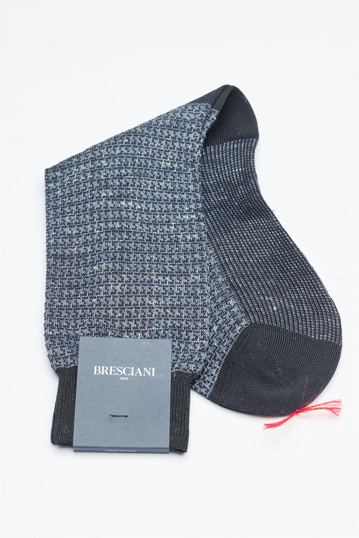 Lacivert Desenli Keten Pamuk Çorap 