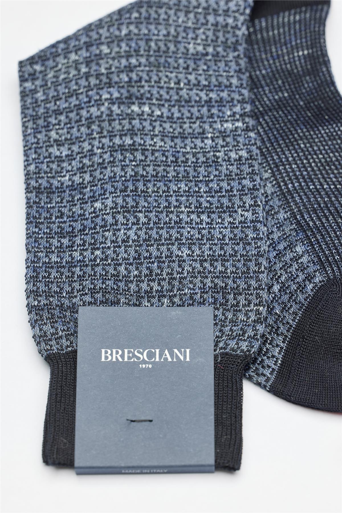 Lacivert Desenli Keten Pamuk Çorap 