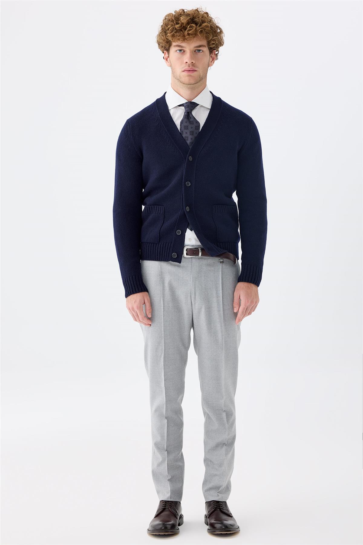 Lacivert Düğmeli Kaşmir Hırka