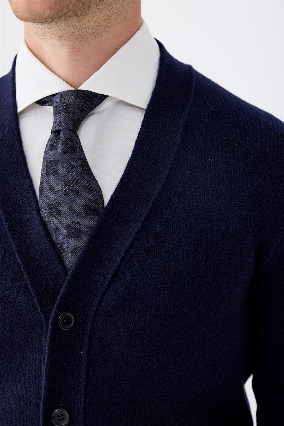 Lacivert Düğmeli Kaşmir Hırka