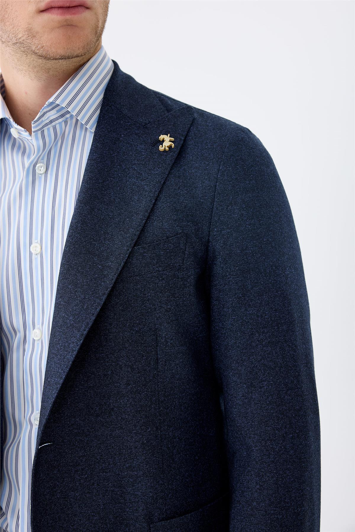 Lacivert Flanel Yün Takım Elbise