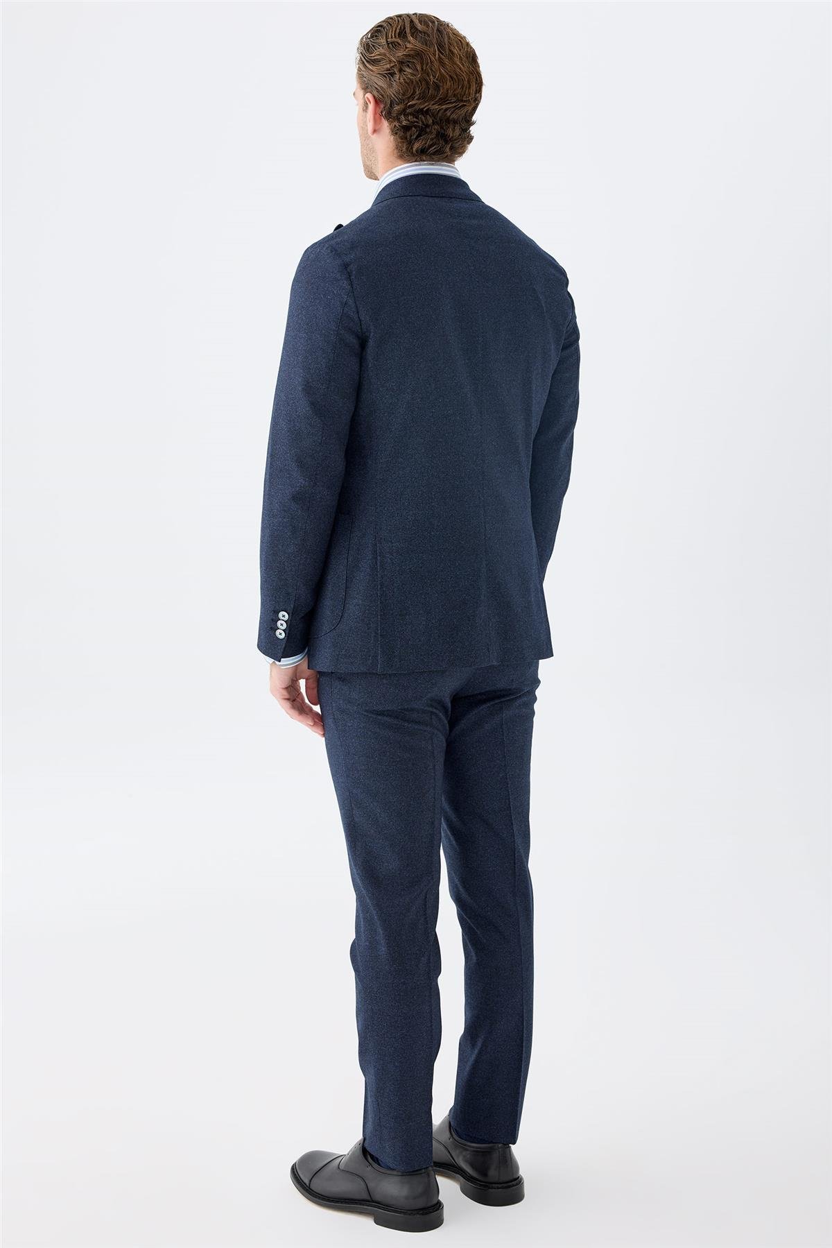 Lacivert Flanel Yün Takım Elbise