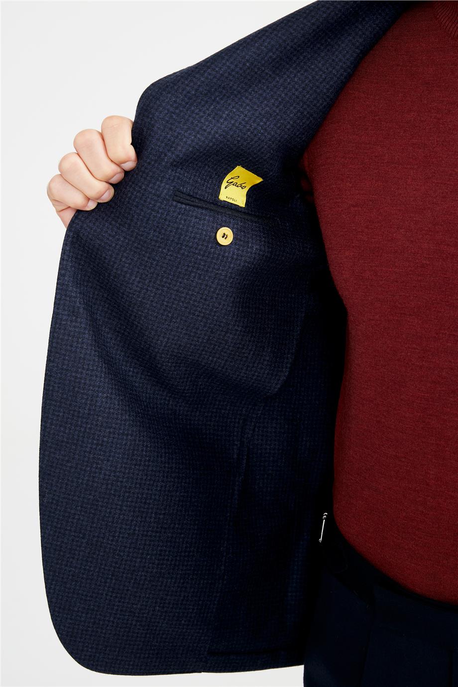 Lacivert Flannel Yün Ceket