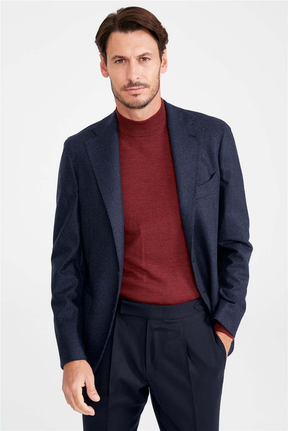 Lacivert Flannel Yün Ceket