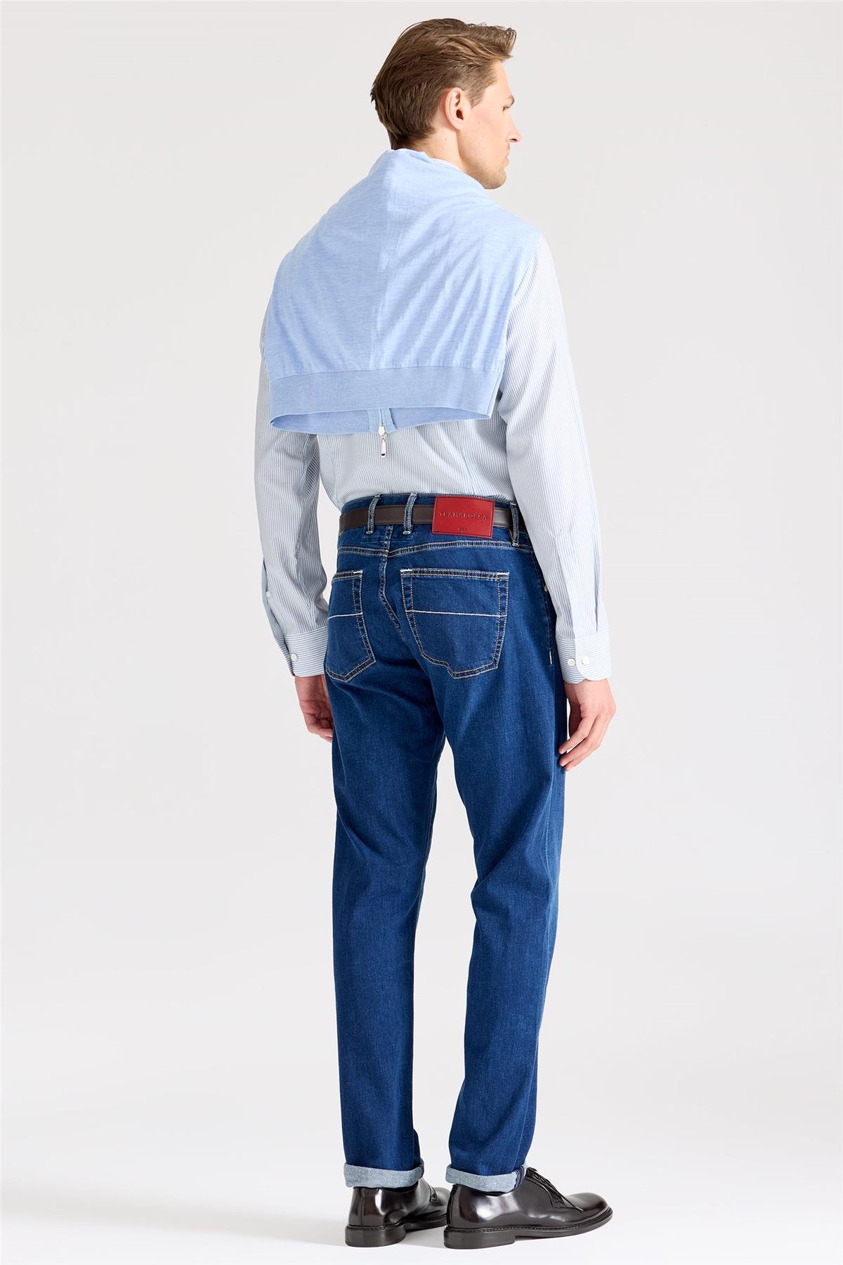 Lacivert Giza Pamuk Denim Pantolon