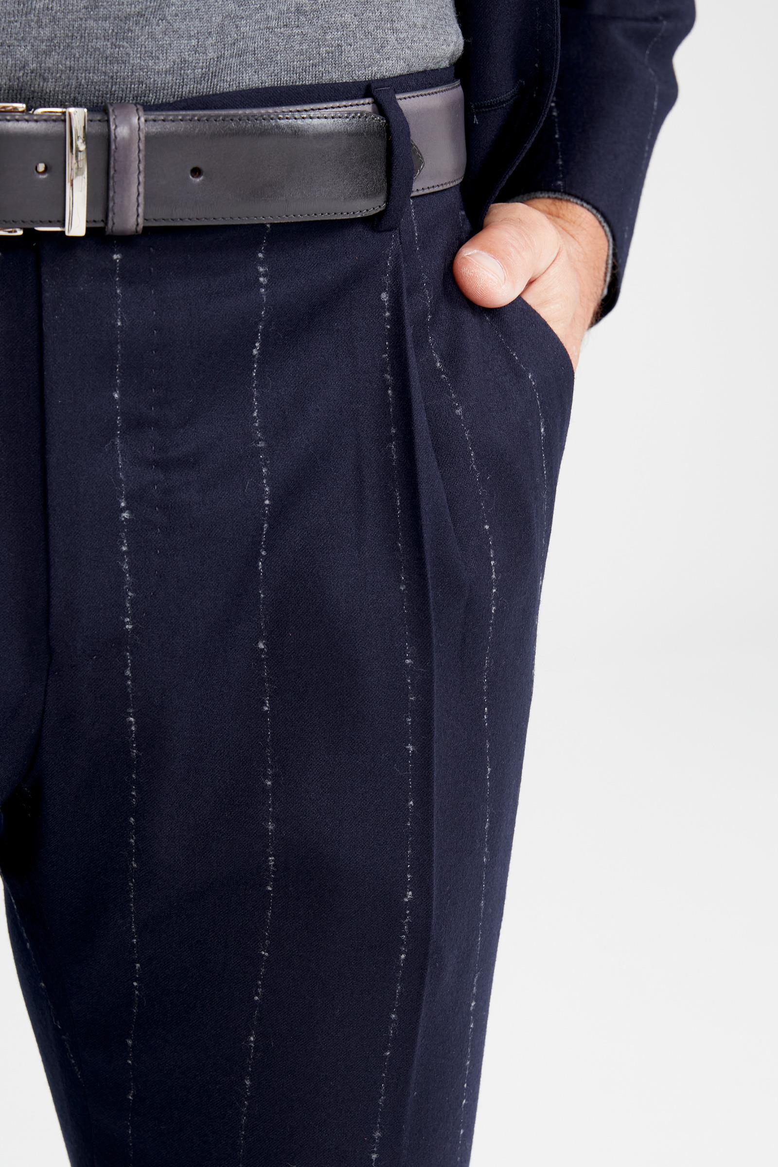 Lacivert Gri Çizgili Yün Takım Elbise