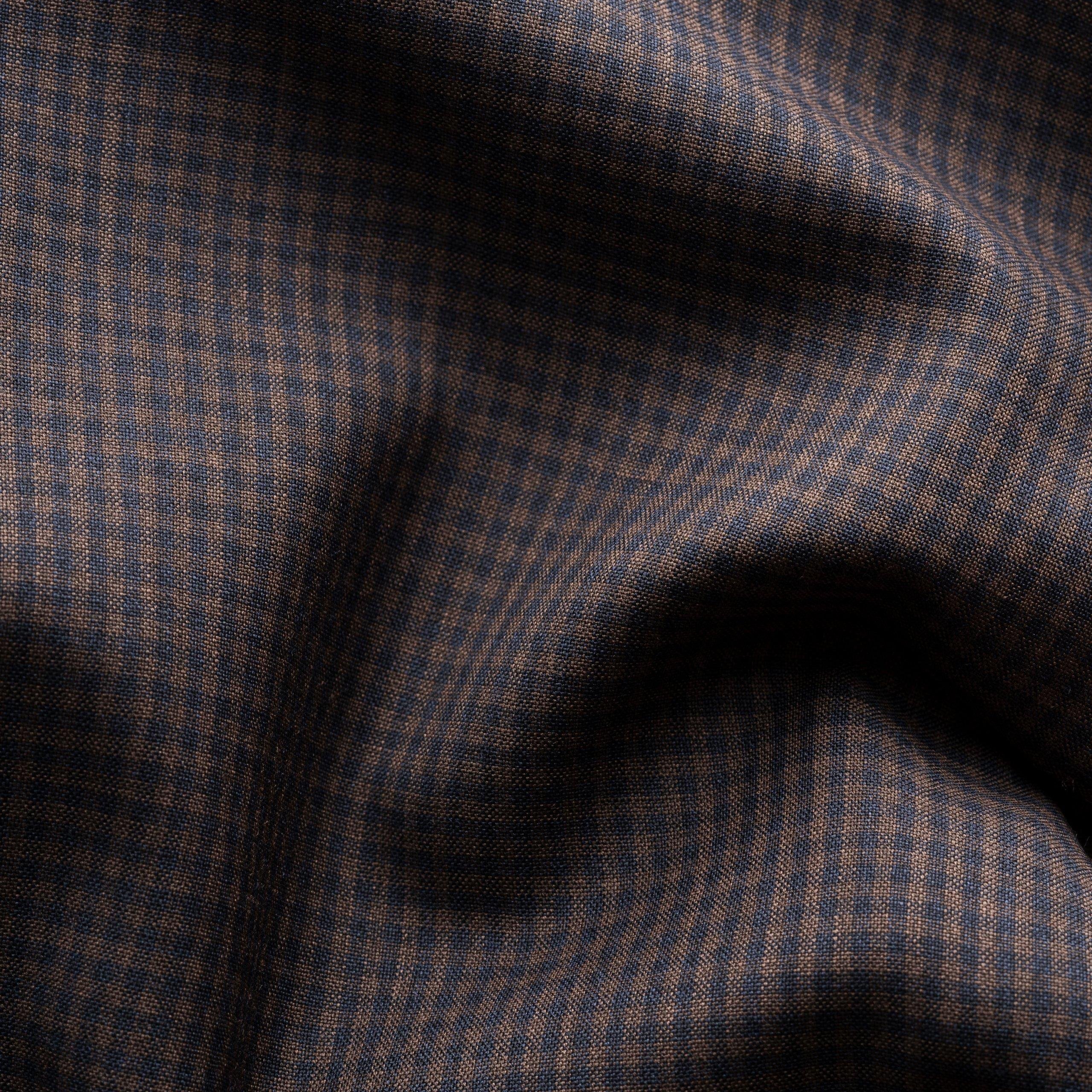 Lacivert Kahverengi Kareli Merino Yün Gömlek