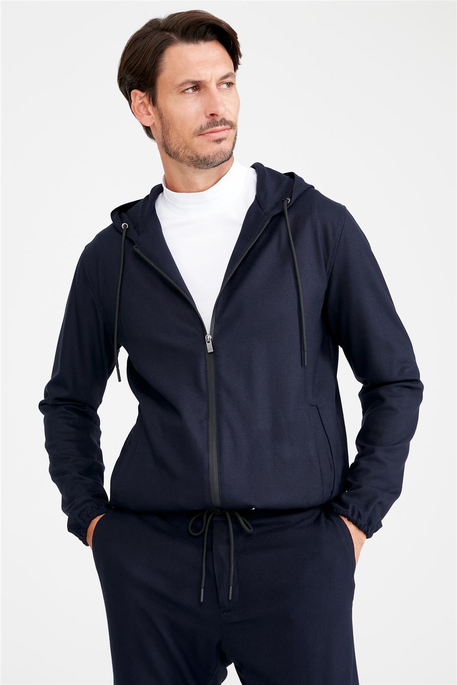 Lacivert Kapüşonlu Sweatmont