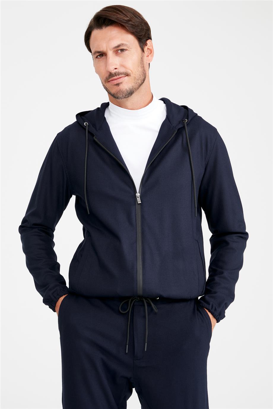 Lacivert Kapüşonlu Sweatmont