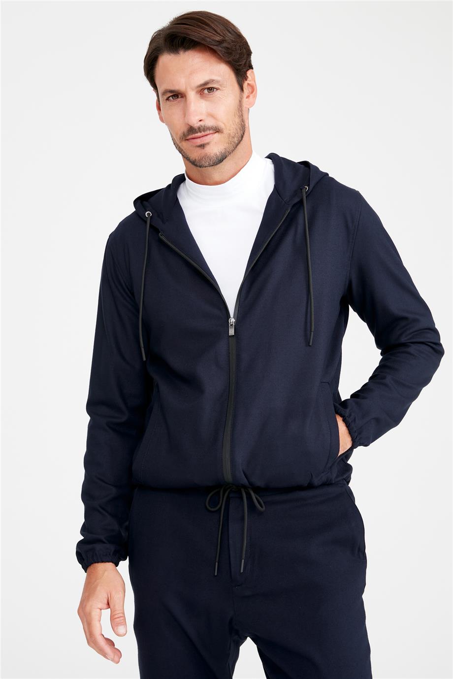 Lacivert Kapüşonlu Sweatmont