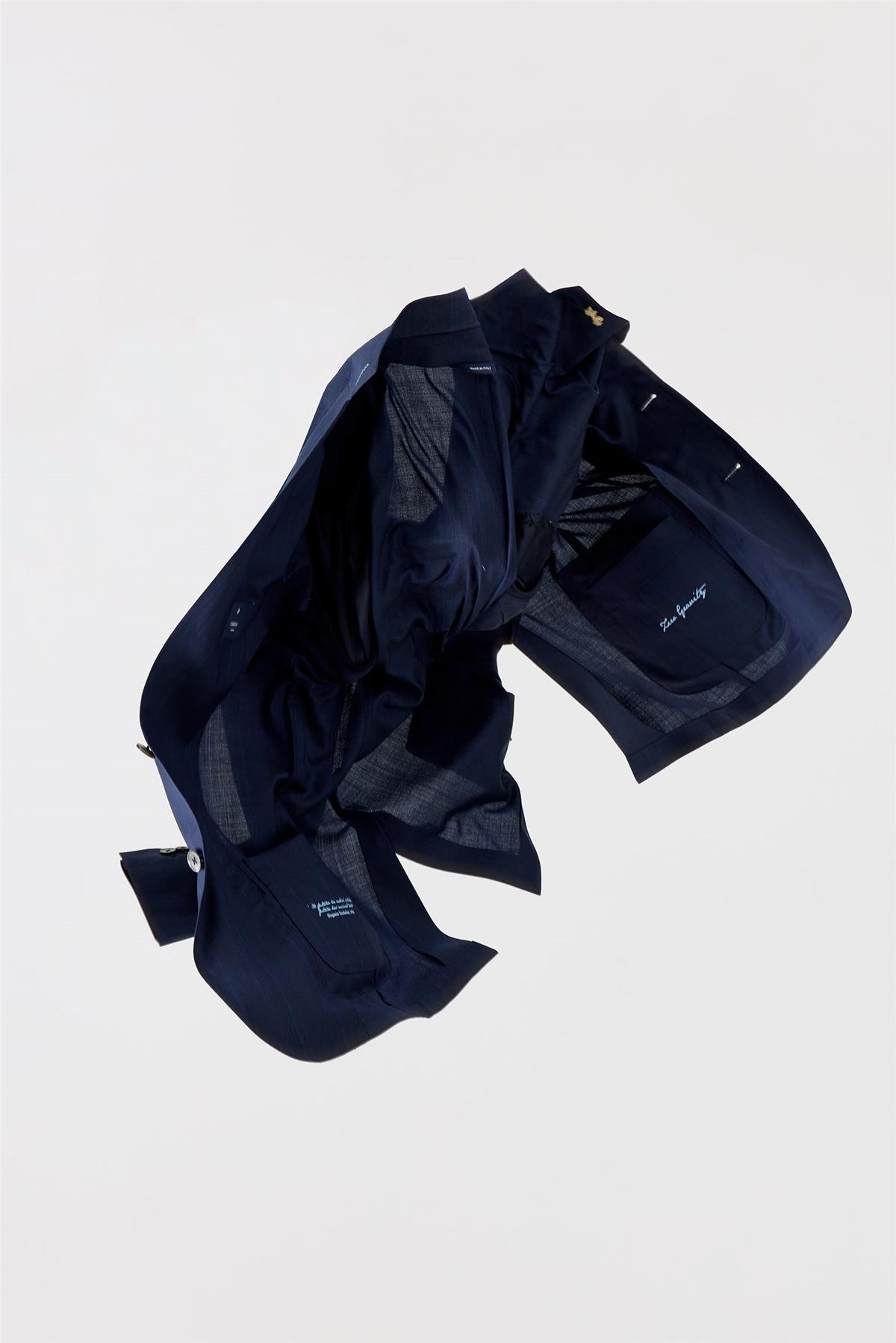 Lacivert Kareli Yün Takım Elbise