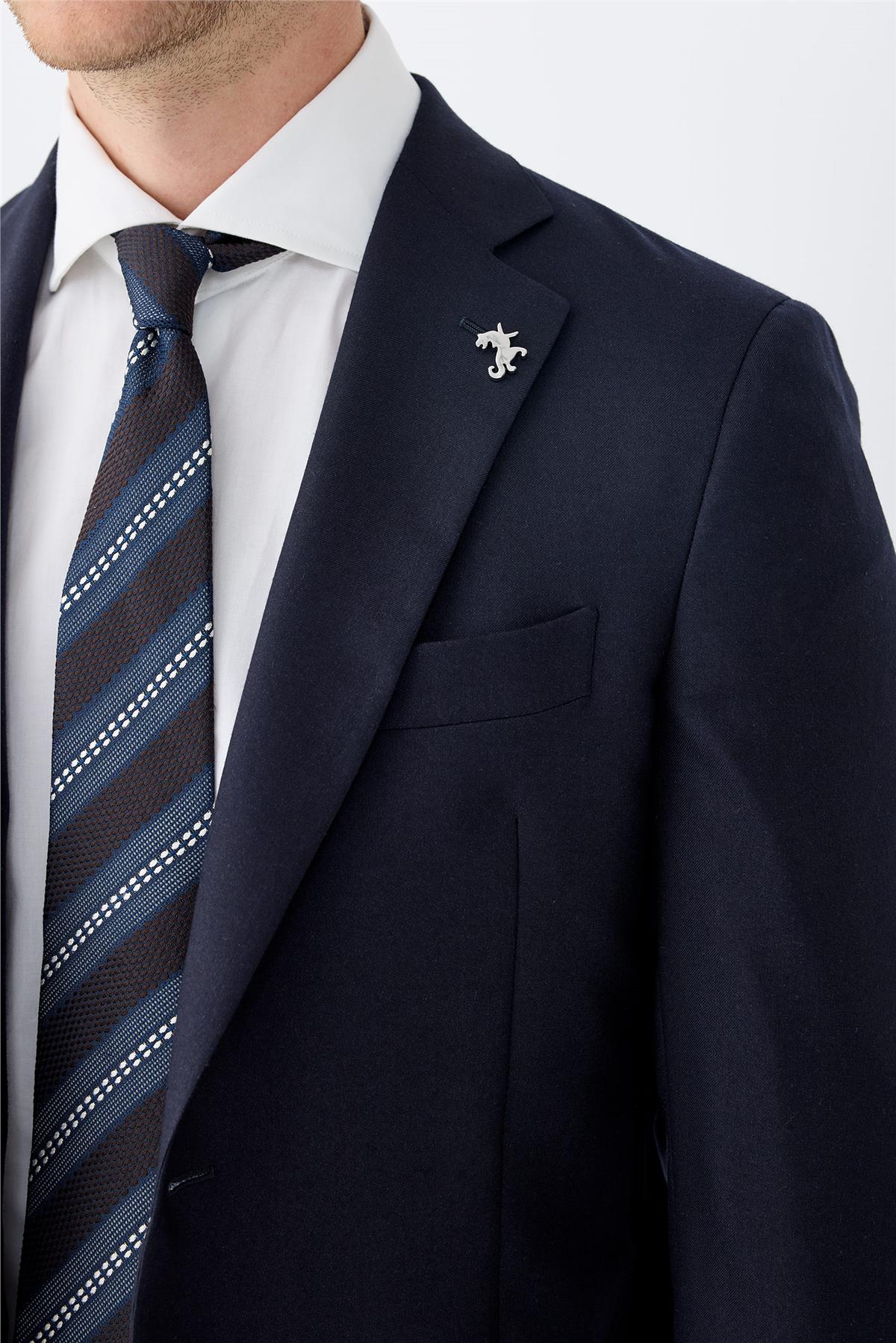 Lacivert Kaşmir İpek Ceket