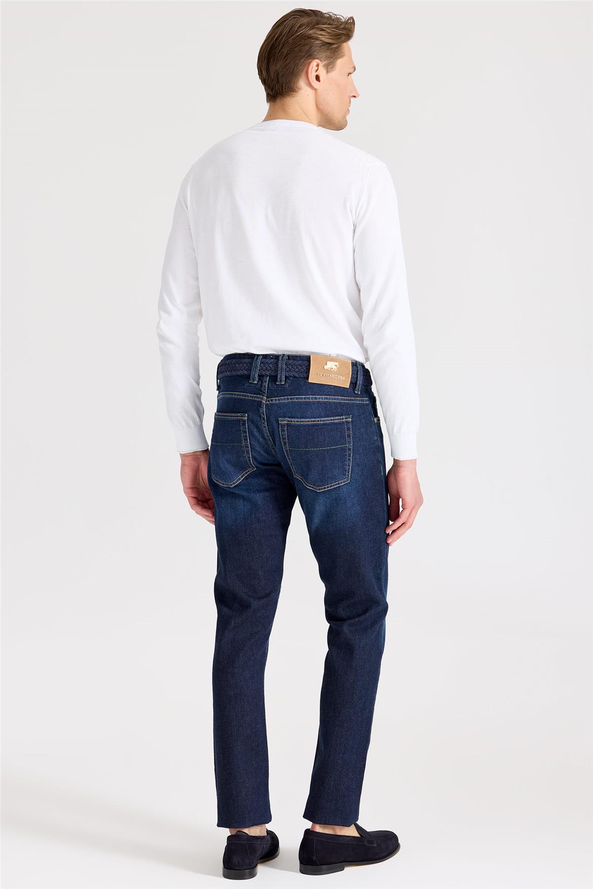 Lacivert Kaşmirli Denim Pantolon