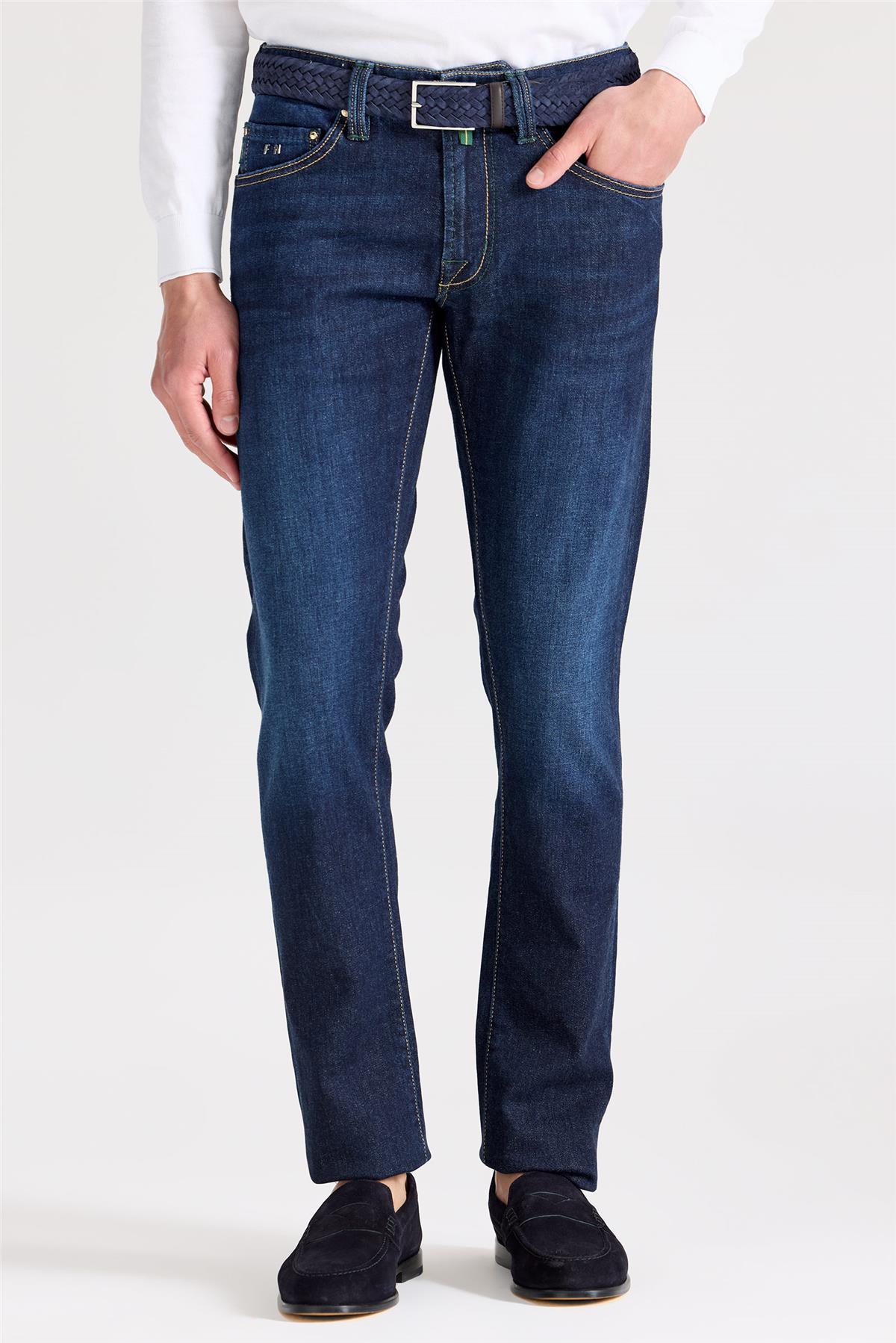 Lacivert Kaşmirli Denim Pantolon