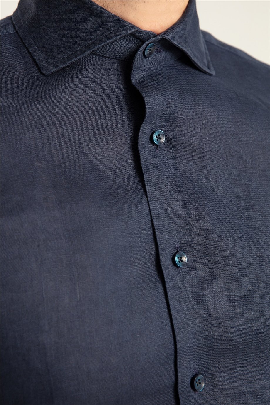 Lacivert Keten Gömlek