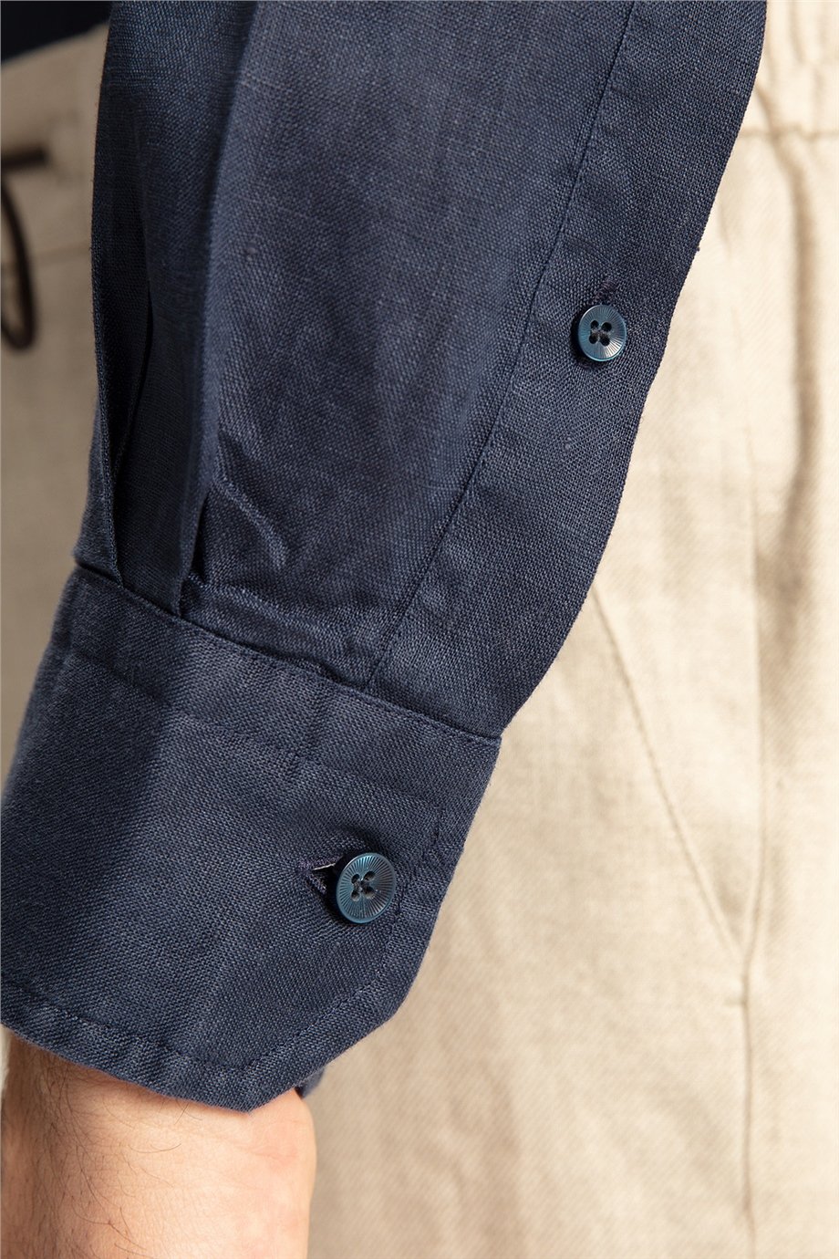 Lacivert Keten Gömlek