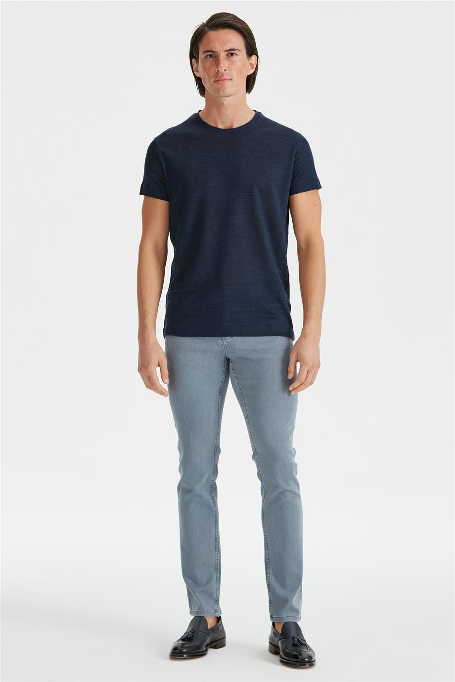 Lacivert Keten T-shirt