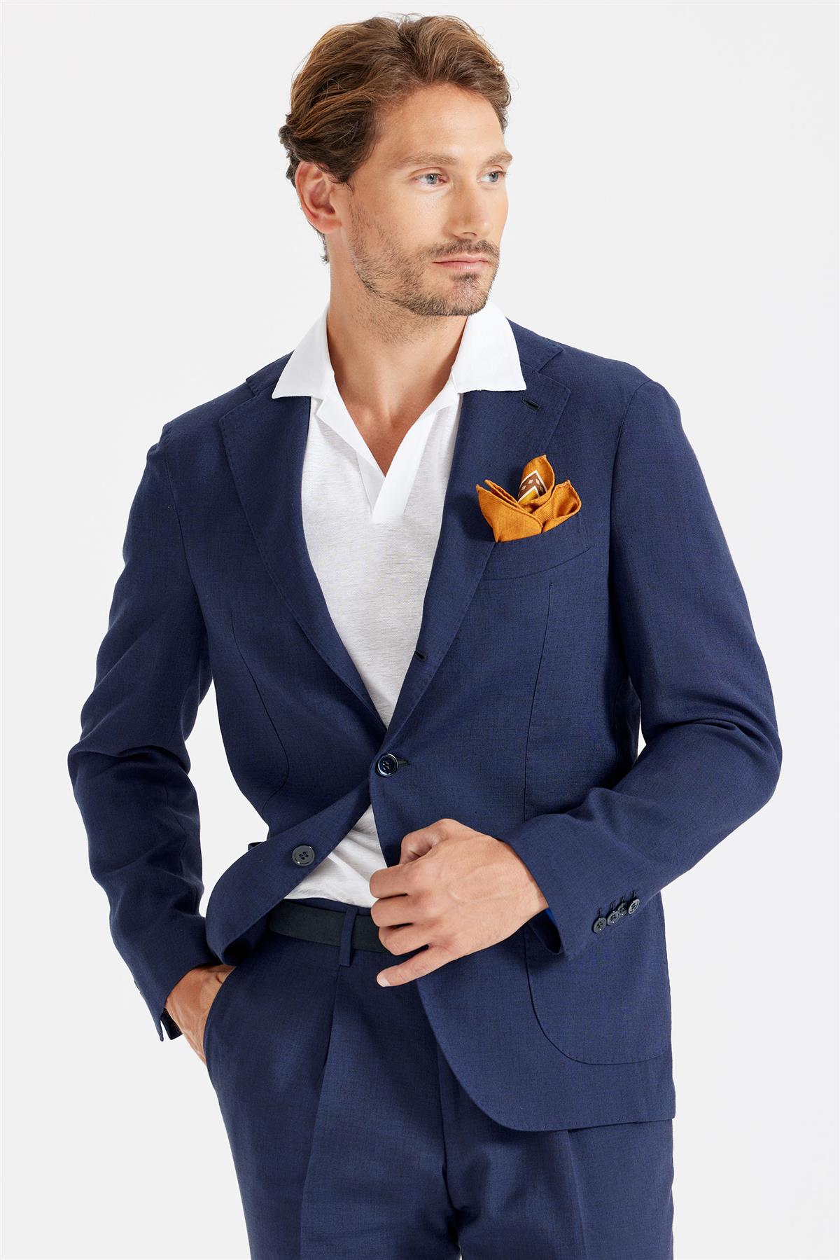 Lacivert Keten Takım Elbise