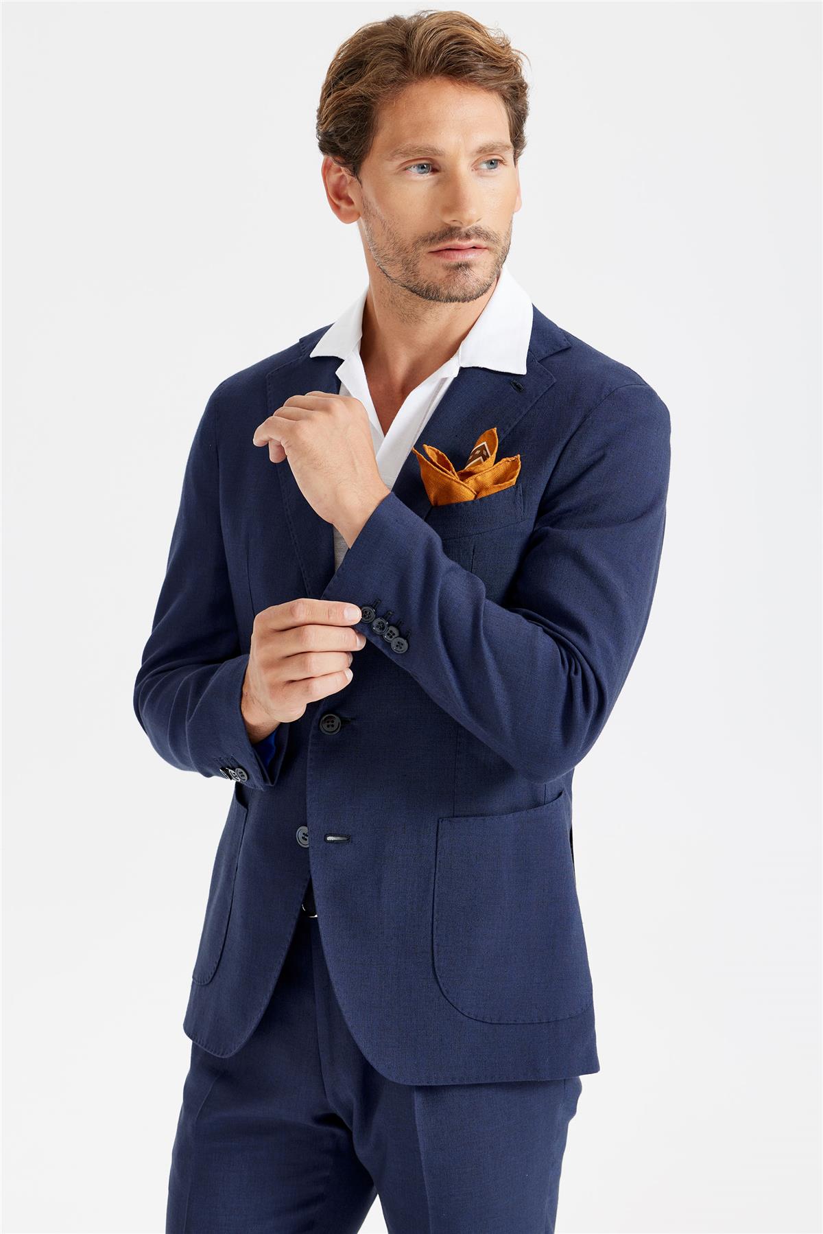 Lacivert Keten Takım Elbise