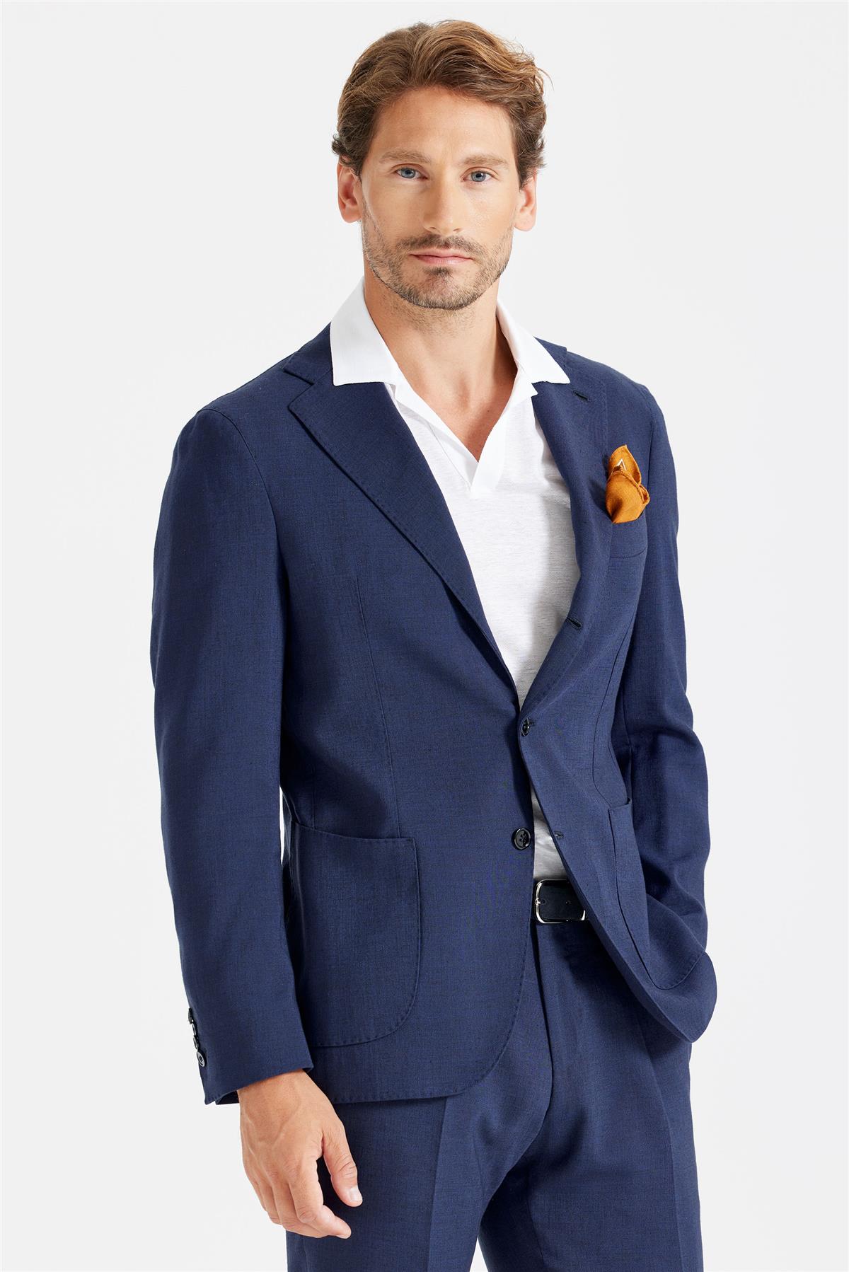 Lacivert Keten Takım Elbise