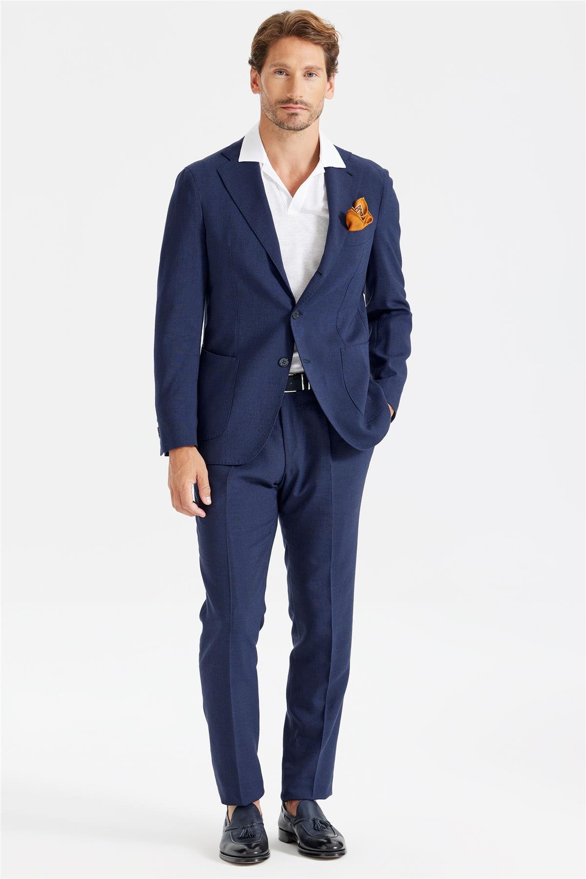 Lacivert Keten Takım Elbise