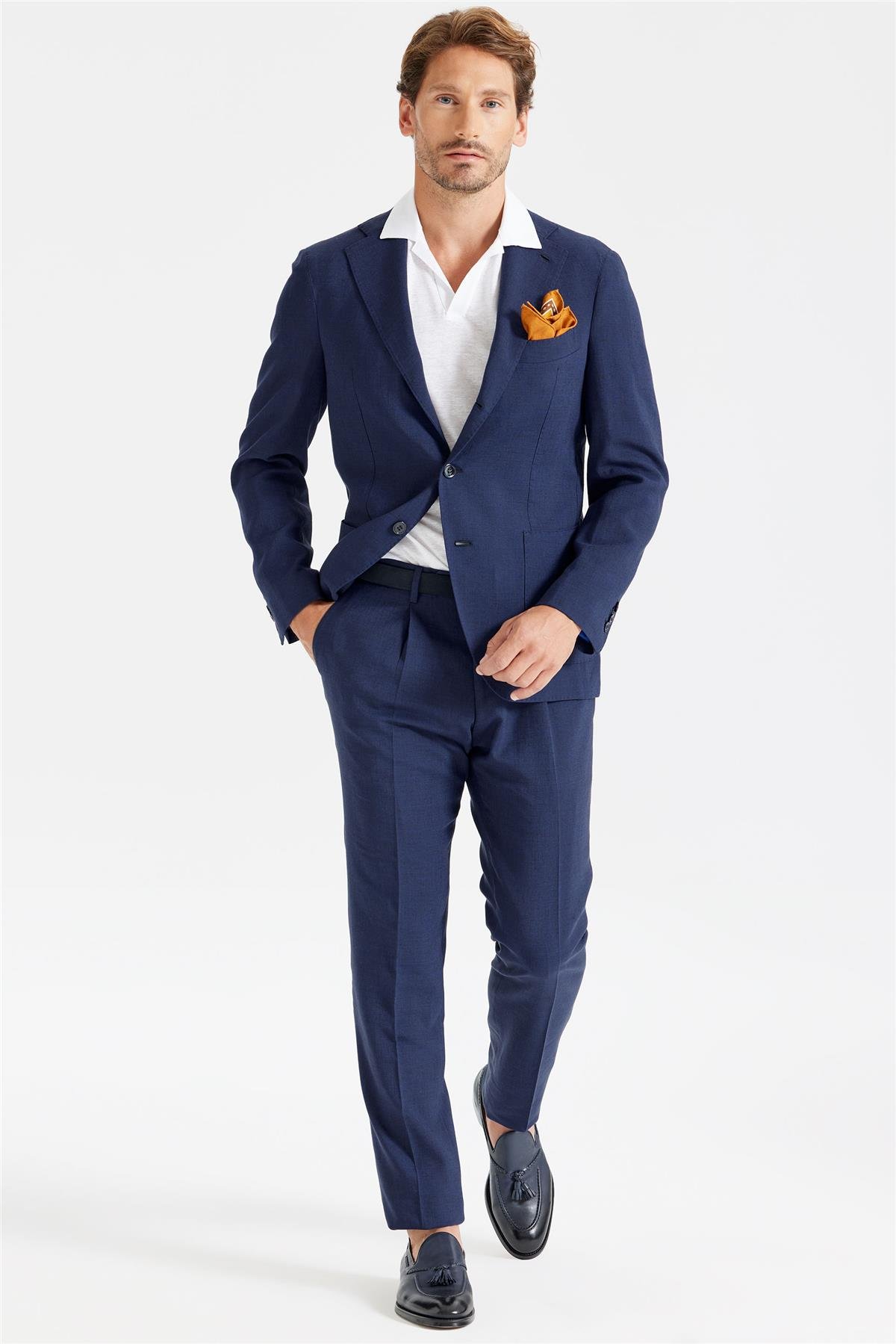 Lacivert Keten Takım Elbise