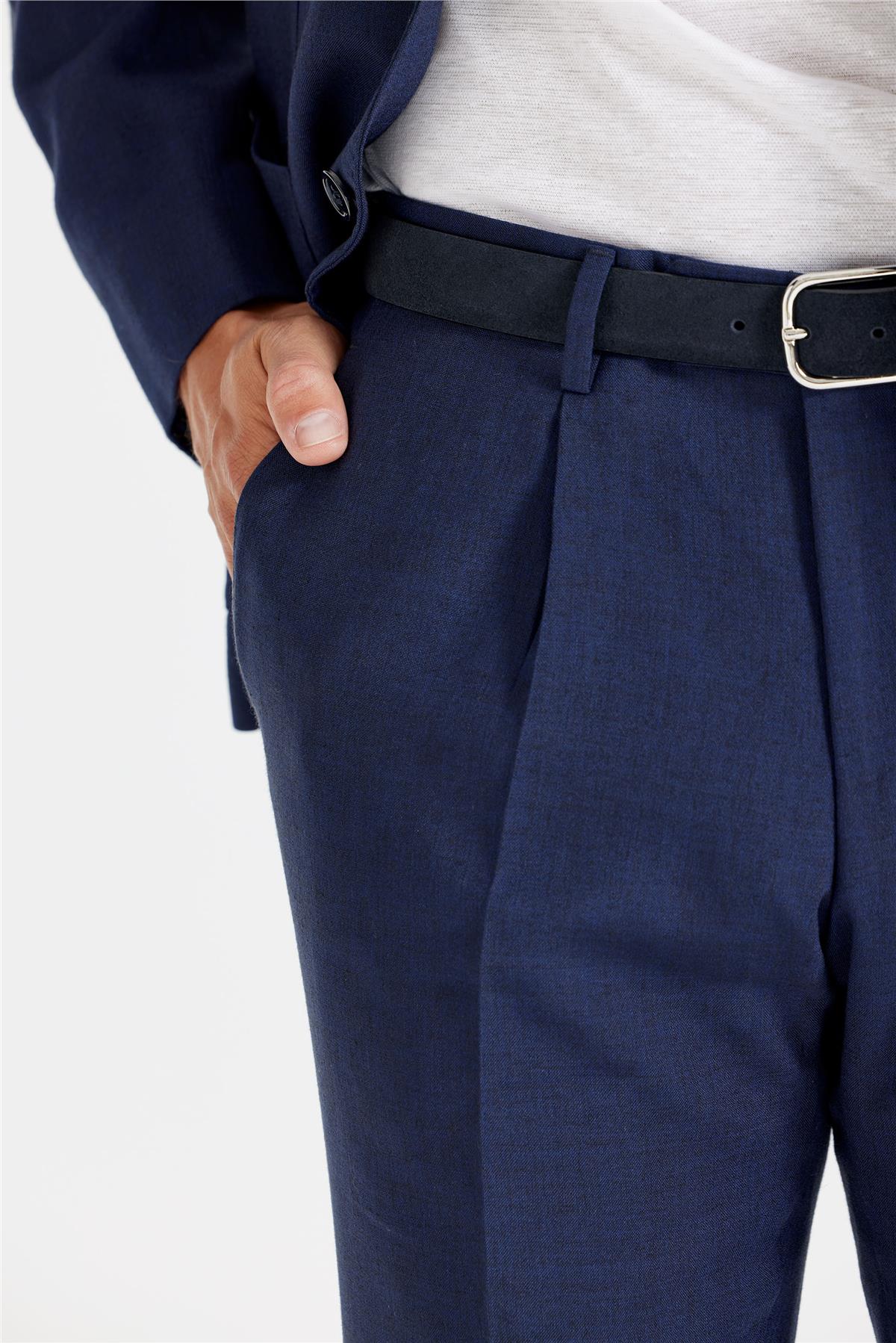 Lacivert Keten Takım Elbise