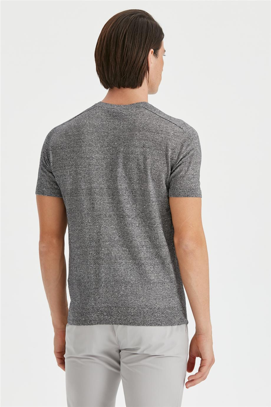 Lacivert Kısa Kollu Pamuk Triko