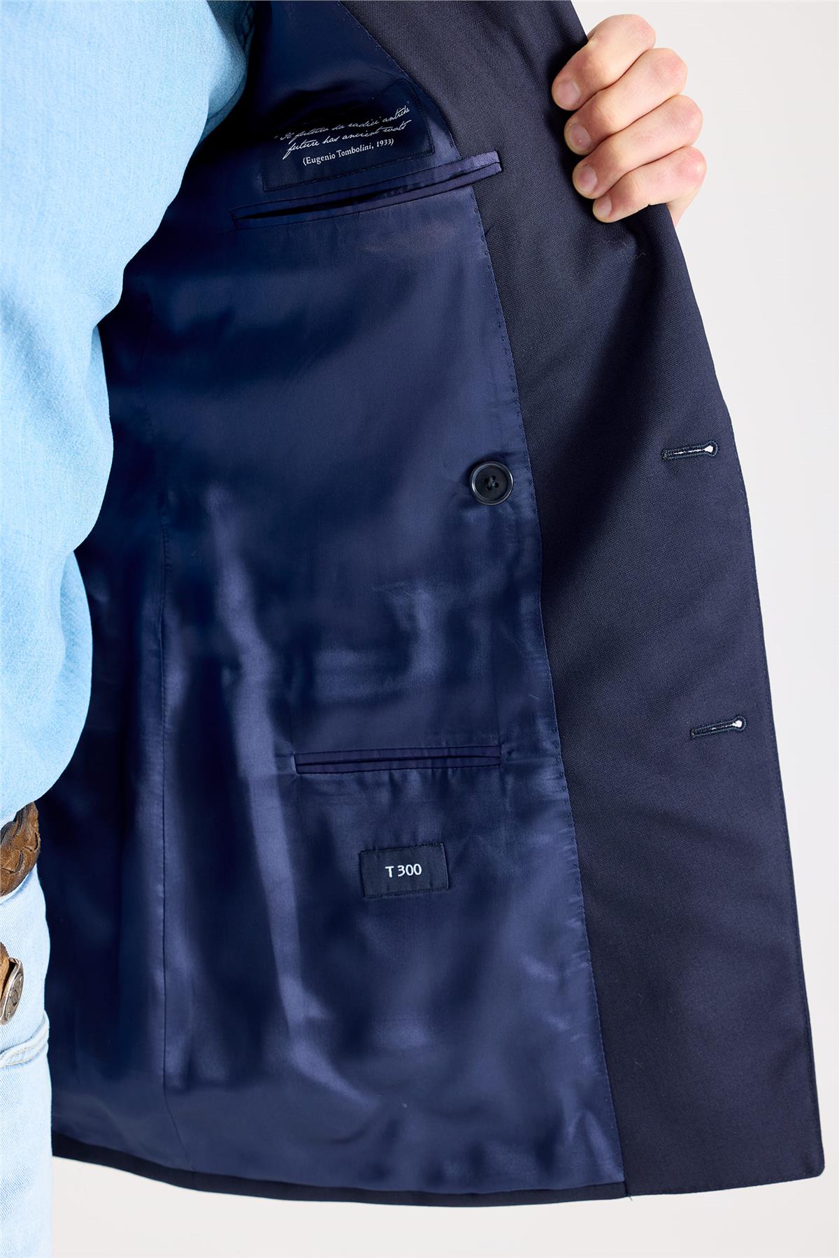 Lacivert Kruvaze Yün Blazer Ceket 