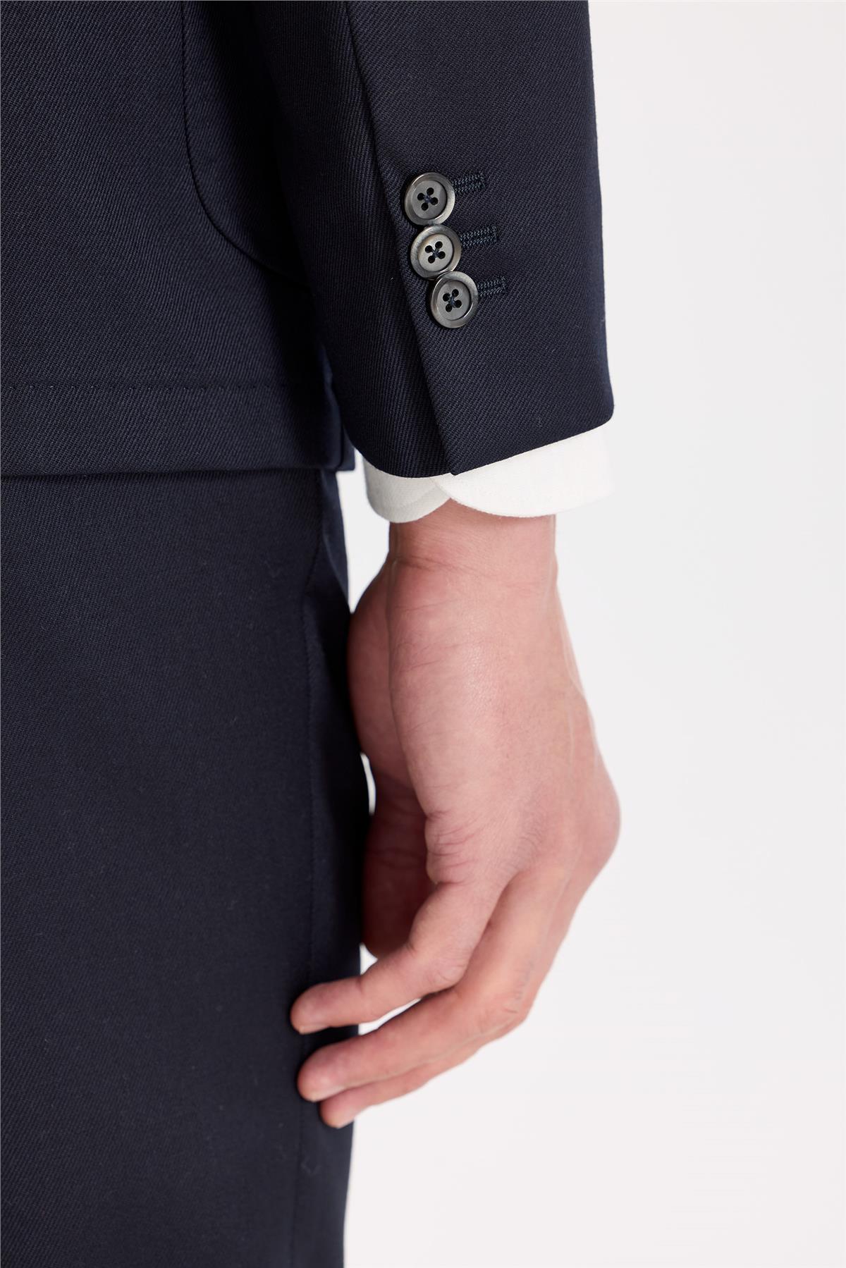 Lacivert Kruvaze Yün Takım Elbise 