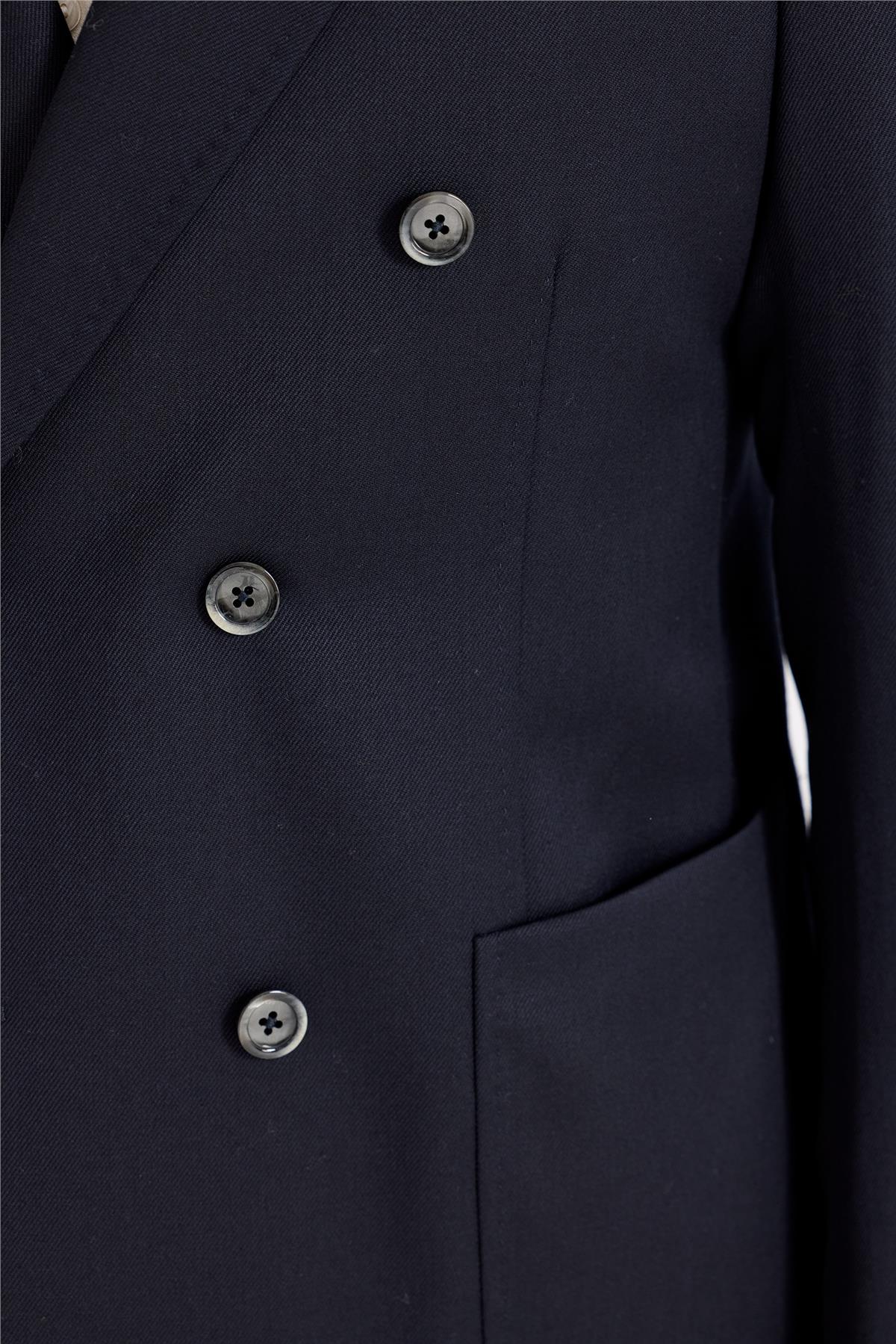 Lacivert Kruvaze Yün Takım Elbise 