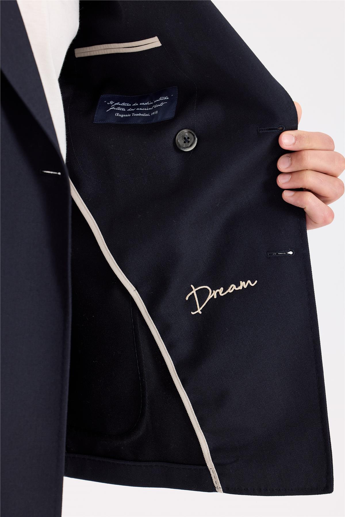 Lacivert Kruvaze Yün Takım Elbise 