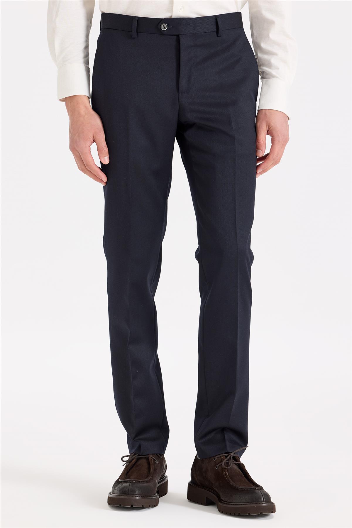 Lacivert Kruvaze Yün Takım Elbise 