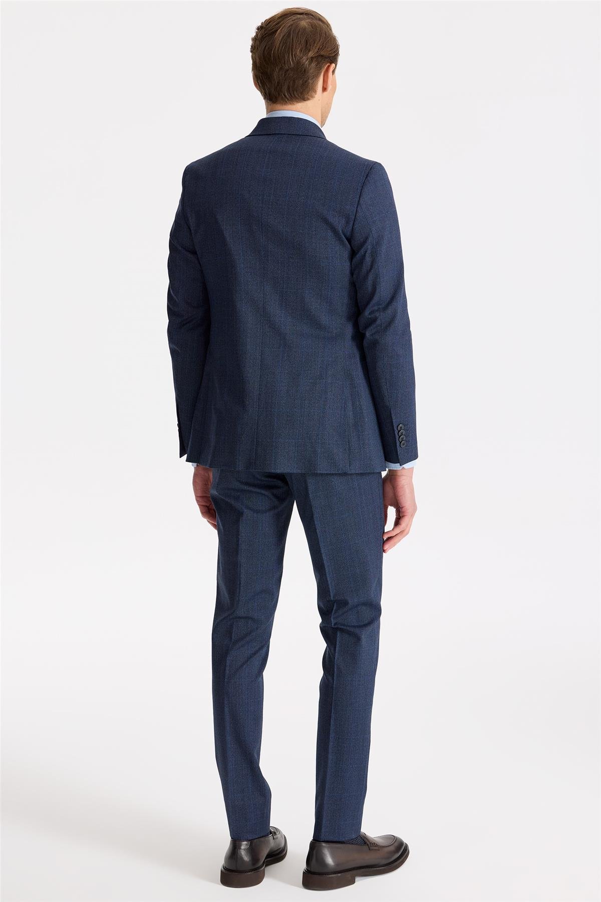 Lacivert Kruvaze Yün Takım Elbise