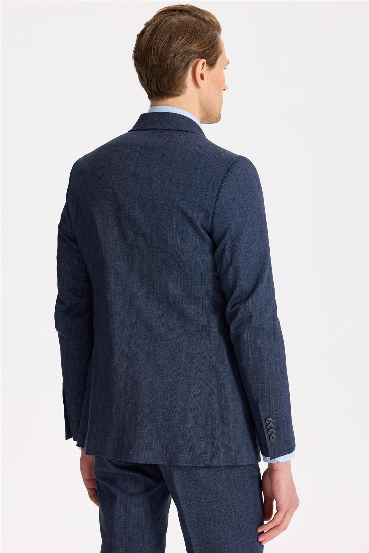 Lacivert Kruvaze Yün Takım Elbise