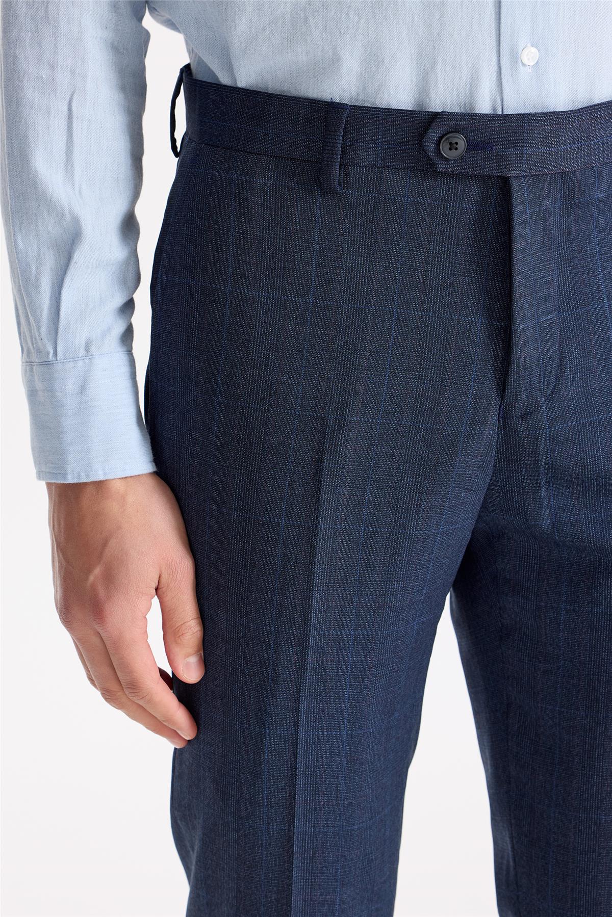 Lacivert Kruvaze Yün Takım Elbise