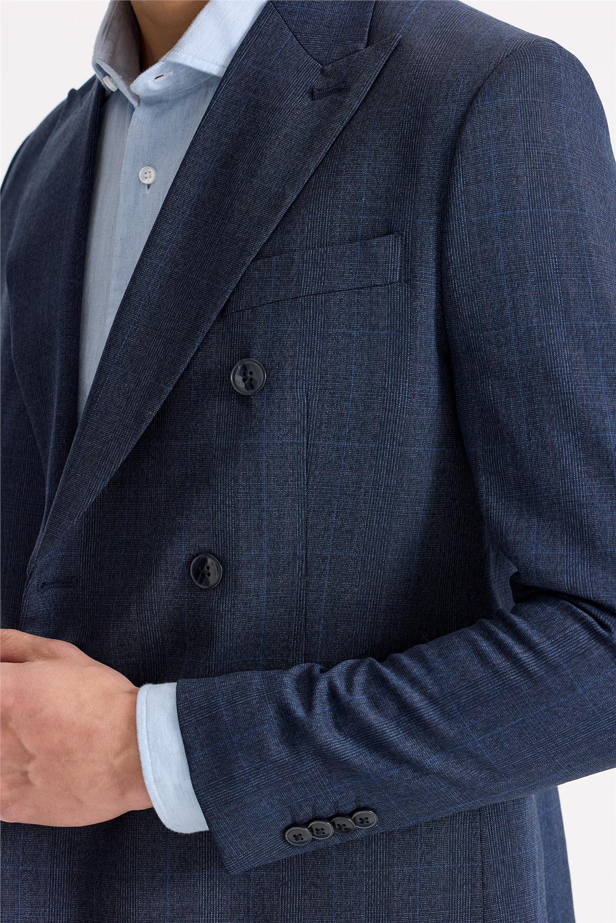 Lacivert Kruvaze Yün Takım Elbise