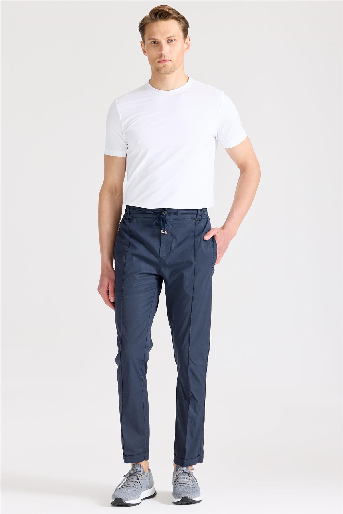 Lacivert Likra Pamuk Spor Pantolon