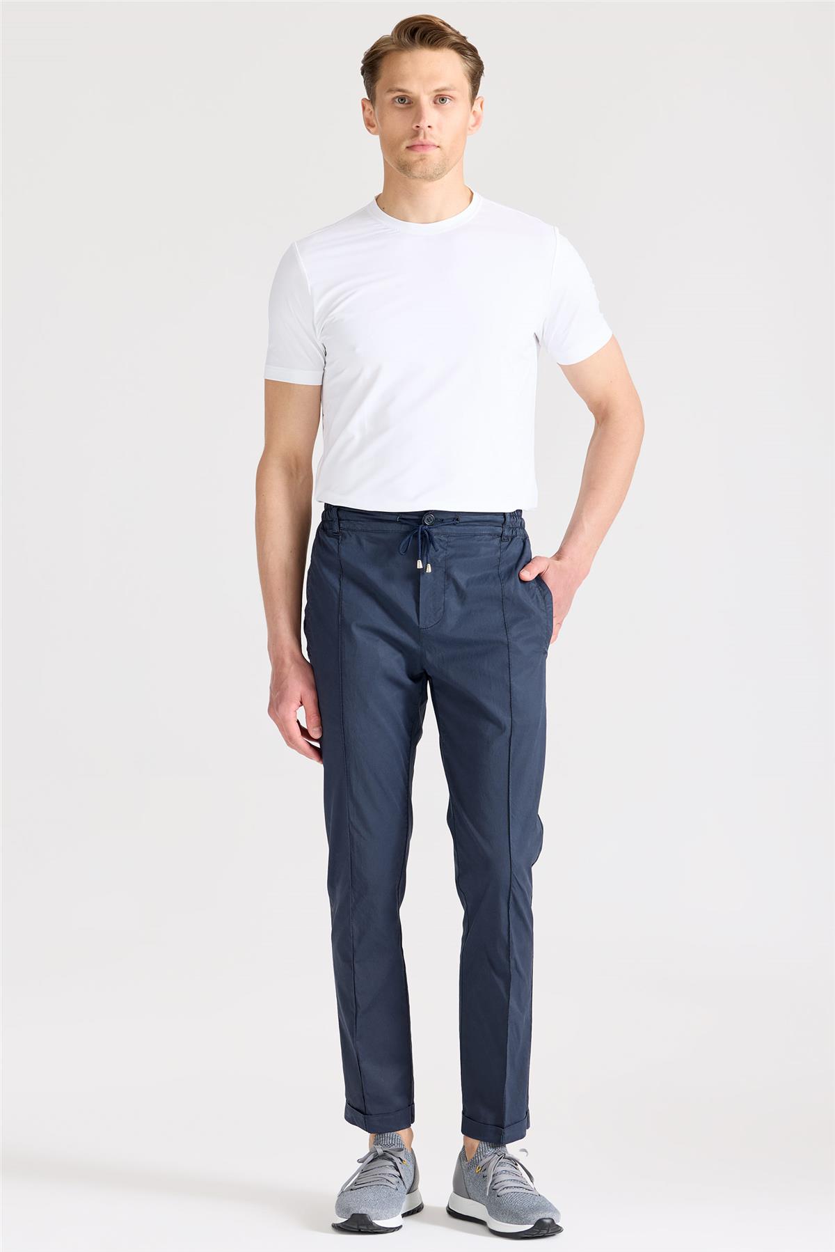 Lacivert Likra Pamuk Spor Pantolon